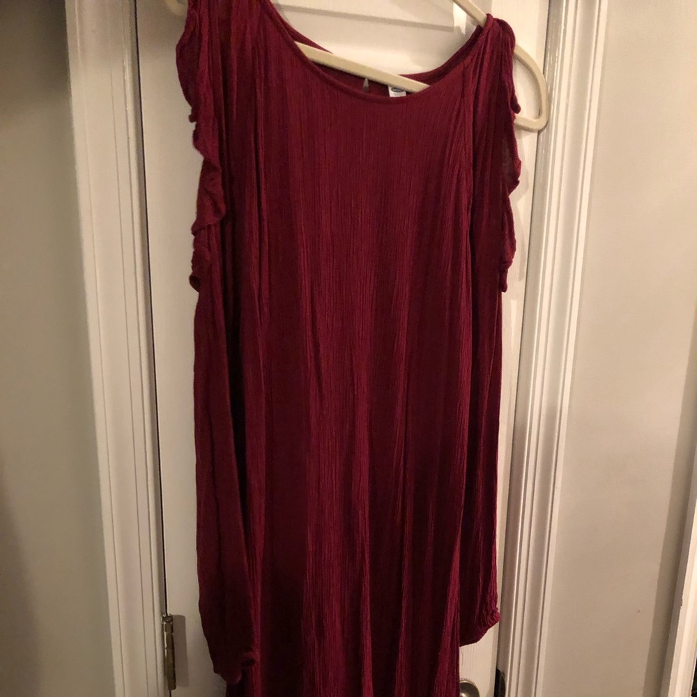 Maroon Cold Shoulder Dress
